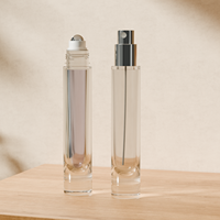 Flacon roll-on en verre 10 ml et flacons pulvérisateurs à pompe pour lotion avec finition métallique - Emballage de soins de la peau double fonction avec impression sérigraphique