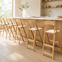 Tabouret de bar pliant portable en bois pour cuisine, comptoir, cocktails et bars de mariage - Vente en gros