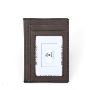 Hot Sale Crazy Horse Genuine Leather <b>RFID</b> Minimalist Credit Card Holder Mens Slim <b>Wallet</b> - Product Image 3
