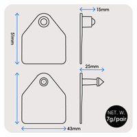 Etiquettes d'oreille pour bétail BLUEWORTH, anti-effraction, taille moyenne, en TPU, type deux pièces, étiquette vierge, codage laser, pointes métalliques