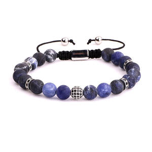 Bijoux de location de perles de pierre naturelle Bracelet en macramé tressé pour hommes JBS10687 - Product Image 3