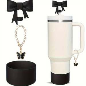40oz 텀블러 컵 Accessories-3pcs 세트 나비 짚 커버 실리콘 부츠 바닥 소매 물병 보호 매력 여행 - Product Image 3