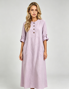 <span class=keywords><strong>Abiti</strong></span> Lunghi in Cotone a Linea A per Donne di <span class=keywords><strong>50</strong></span> Anni, Maniche Tre Quarti, Taglie Forti fino a 5XL, Stile Africano ed Europeo per l'Autunno - Product Image 1