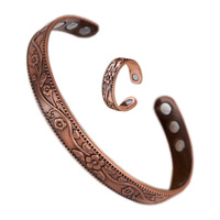 YL Vintage Antique Rouge Cuivre Bracelet Temu Fleur De Prunier Aimant Réglable Antique Fleur Anneau Costume pour Hommes À La Mode Bracelets