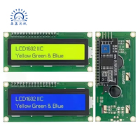 وحدة شاشة LCD 1602A بجهد 5 فولت، شاشة زرقاء/أخضر مصفر، واجهة IIC/I2C، إضاءة خلفية بيضاء، 16×2، وحدة LCD1602A من نوع STN