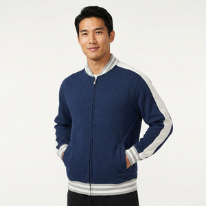 <b>Men's</b> Varsity <b>Jacket</b> With Front zipper Turn-down Collar Button Closure Preppy Style Autumn Wear - Product Image 1