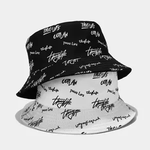 Topi Bucket Bucket Logo kustom Fashion untuk uniseks topi matahari dua sisi pemakaian uniseks topi Bucket kustom luar ruangan harga grosir