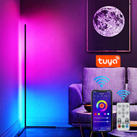 Lampe de sol d'angle minimaliste à LED RGB, commande à distance intelligente via l'application Tuya, lampe de sol d'angle pour salon