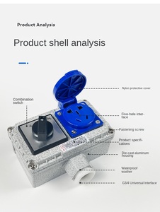 Enchufe a prueba de explosiones instalación abierta de cinco orificios 10A/16A oculto 86 PIN de placa de cableado de tres orificios impermeable industrial - Product Image 2