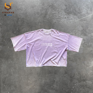 Custom Oversized <b>TShirt</b> High Quality Cotton Heavyweight Streetwear Acid Wash Tee Short Sleeves Baggy Cropped Boxy T Shirt Men - Product Image 1