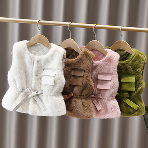 Chaleco Cálido de Princesa con Peluche para Bebé Niña, Otoño Invierno, Lindo, con Cintura Ajustada, Sin Mangas - Product Image 1