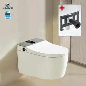 Certified IPX4 Waterproof Wall-Mounted Smart Toilet complete with Integrated Warm Air Dryer and Backlit Panel