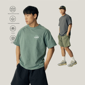 Camiseta deportiva personalizada de alta calidad para hombre, 100% de algodón, transpirable e informal, lisa de manga corta para correr, de corte holgado - Product Image 1