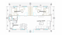 En promotion : Maison préfabriquée extensible de 40 pieds à toit incliné avec fenêtres en aluminium à rupture de pont thermique, 2 chambres, 1 cuisine, 1 salle de bain