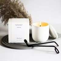 Pot en céramique personnalisé avec logo gravé, bougie parfumée en cire de soja blanche de luxe pour la décoration de la maison, avec boîte cadeau