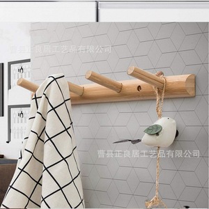 Solid Wood <b>Wall</b> Hooks Rectangle Multi Purpose <b>Hanging</b> <b>Storage</b> Rack For Kitchen Bathroom Entryway Coat Rack - Product Image 3