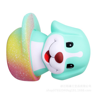 Cute Dog Shaped PU Foam Stress Reliever Toy With Rainbow Hat Soft Slow <b>Rebound</b> For Promotional Activities - Product Image 4
