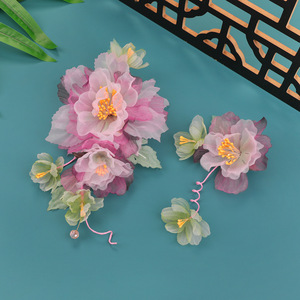 Pinza para el pelo de peonía morada-rosa antigua hecha a mano con diseño original Primavera 2026, accesorio para el cabello perforado, tocado Hanfu - Product Image 1