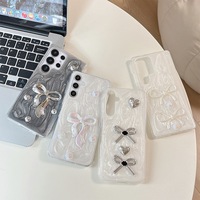 Étui de téléphone ZL288 en époxy perlé au laser A16 pour Samsung S24 Plus avec nœud, S23 pour femmes, S25 Ultra 6