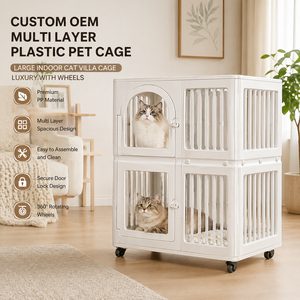 Pet <strong>Cages</strong> Houses <strong>Indoor</strong> Furniture Cat Villa <strong>Cage</strong> Stackable Luxury Plastic <strong>Dog</strong> <strong>Cage</strong> with Wheels - Product Image 6