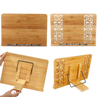 Support de livre en bambou avec hauteur réglable Support de livre de cuisine portable et pliable Repose-livre de lecture avec clip pour magazines Feuilles de musique