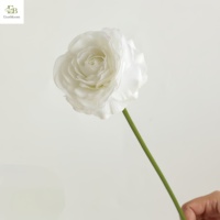 Fleur artificielle minimaliste au toucher réel, 33 cm, Ranunculus en latex rose et blanc, pour la décoration de mariage et de la maison