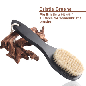 Brosse de bain en bois noir en gros avec long manche, poils de sanglier doux, brosse corporelle écologique, éponge de douche pour le dos avec corde de suspension - Product Image 5