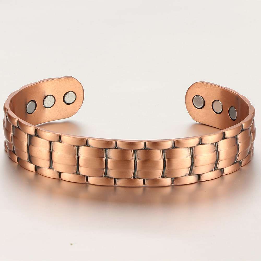 BioMagnetic Jewelry Wholesale Brass Bangles Solid Copper Bracelets  for Arthritis Magnetic Homme Men