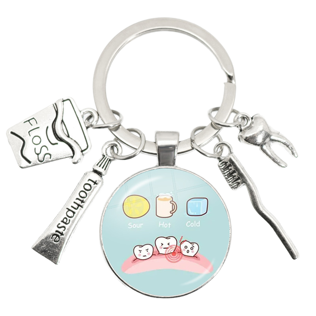 Custom Promotional Teeth Dentist Design Toothbrush Toothpaste Wholesale Metal Keychains