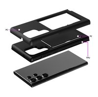 GSCASE Dompet geser penutup saku kartu kredit ID tempat uang tunai lapisan ganda casing ponsel keras untuk Samsung Galaxy S24 Ultra