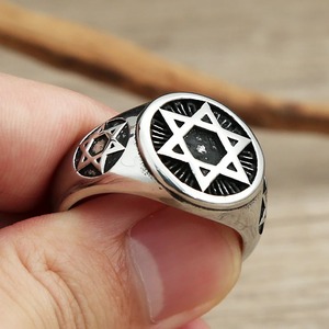 yunnique Men's Stainless Steel <b>Ring</b> Hexagram Star Design Punk Fashion Street Style Jewelry Gift <b>Size</b> 7 To 13 - Product Image 1