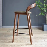 Tabouret de bar en bois massif à dossier incurvé, chaise de comptoir rembourrée pour îlot de cuisine, café et bar à domicile