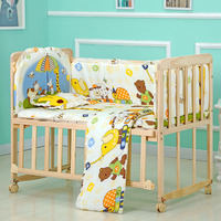 Ensemble de protection de lit pour nouveau-né, couette, drap-housse, kit de sécurité pour berceau, en pur coton, imprimé animal, pour bébé printemps-automne