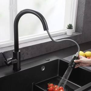 صنبور حديث قابل للسحب والرش <span class=keywords><strong>304</strong></span>، حنفية لحوض المطبخ من الفولاذ المقاوم للصدأ، حنفية مطبخ بسحب الماء الساخن والبارد بسعر الجملة من المصنع - Product Image 4