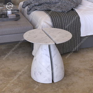 Table d'appoint moderne minimaliste haut de gamme pour salon et bureau, design haut en marbre noir et blanc, mobilier d'origine Malaisie - Product Image 6