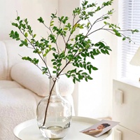 Vase en verre vert foncé à ventre rond et col étroit pour fleurs à tige unique, branches, décoration de table et de maison