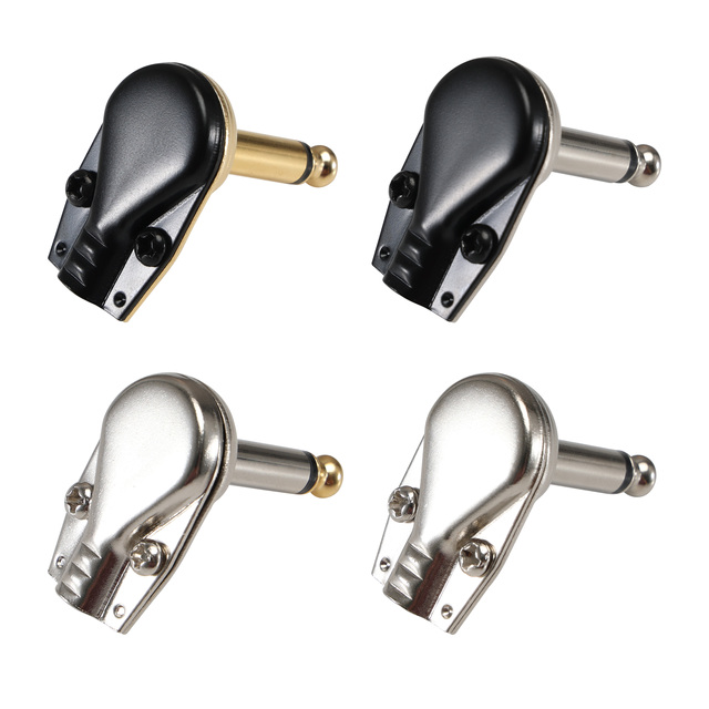 Gold Plated Right Angle TRS Balanced Audio Connectors 6.35mm 1/4 Mono Stereo Jack Pancake Plug for Instrument Cable
