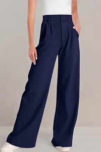 Comodo7 Pantalones largos de pierna ancha de cintura media de moda para mujer con cinturón Estilo informal y versátil para la temporada de primavera - Product Image 5