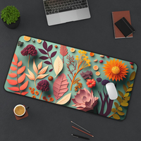 Tapis de Souris et de Clavier pour Ordinateur de Jeu, Design Rétro Feuille Colorée, Écologique, Imperméable, En Stock