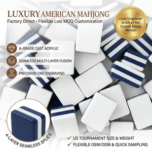 Juego de Mahjong Americano de Acrílico de 4 Capas con 160 Fichas |   Diseño de Cristal Ligero |   Mariposa Azul con Rayas Verdes |   Envío Rápido OEM - Product Image 3