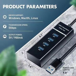 Hub USB 4 en 1 de alta velocidad, Hub USB 3.0 con 4 puertos, divisor de puertos de expansión para ordenador portátil y de escritorio - Product Image 3