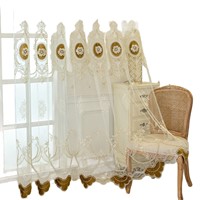 ZHONGHUA Rideaux Voilages Brodés Style Européen, Motifs Floraux en Polyester Translucide, Occultants Personnalisables pour Salon