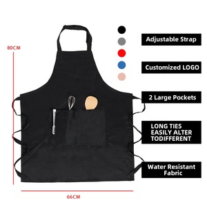 2 Túi Màu Đen <span class=keywords><strong>Polyester</strong></span> Bông Nấu Ăn Tạp Dề Nhà Bếp CHANGRONG Tùy Chỉnh Đồng Bằng Dài Bib Điều Chỉnh Chống Nước In Logo - Product Image 2