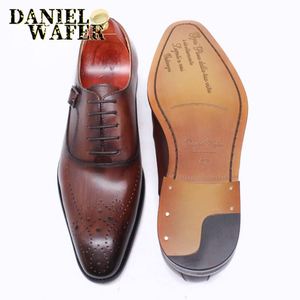 Chaussures habillées en cuir véritable Oxford pour hommes, couleur gris - Product Image 6