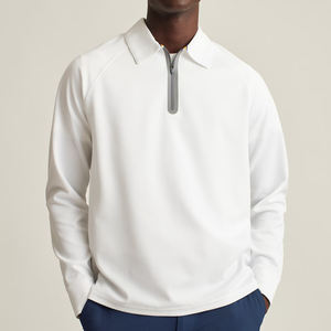 Streetwear homme coupe décontractée UV séchage rapide couleur unie polo t-shirt manches longues pour homme - Product Image 4