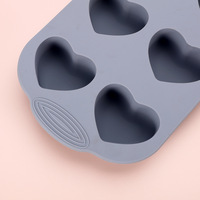 Moule de cuisson en silicone en forme de cœur à 6 cavités, antiadhésif, résistant à la chaleur, pour gâteaux, chocolats, bonbons, gelées et desserts