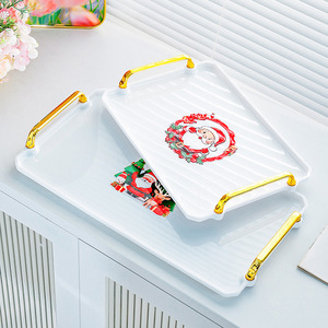 Christmas <b>Plastic</b> Serving <b>Tray</b> With Santa Design For Dessert Candy Cake Hotel Use - Product Image 3