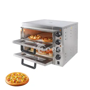 Factory Durable Stainless Steel Twin Deck Cordierite Stone Base Pizza Oven Price