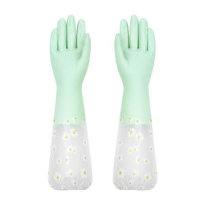 Two-<b>Colour</b> Gradient PVC Reusable Cleaning Gloves Thick Oil-Proof Waterproof Kitchen Dishwashing Home Use - Product Image 5