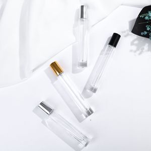 Hot Sale <b>Square</b> Thick Bottom Matte Perfume Glass Roller Bottle 10ml Roll on Essential Oil Silver Gold Black Lid LK Packaging - Product Image 6